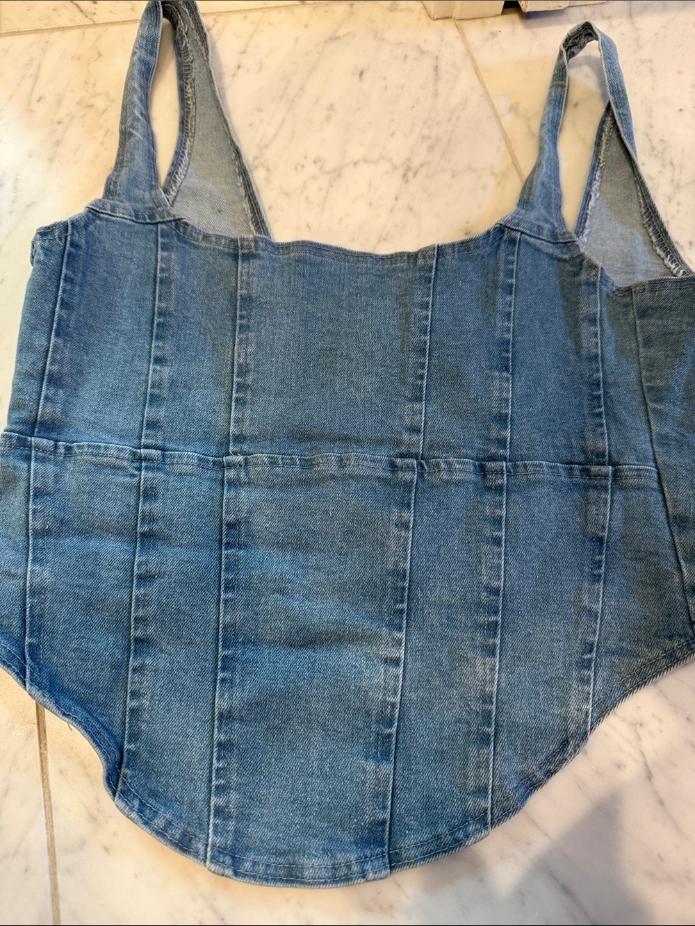 Denim Corset Tank Top - Blue
